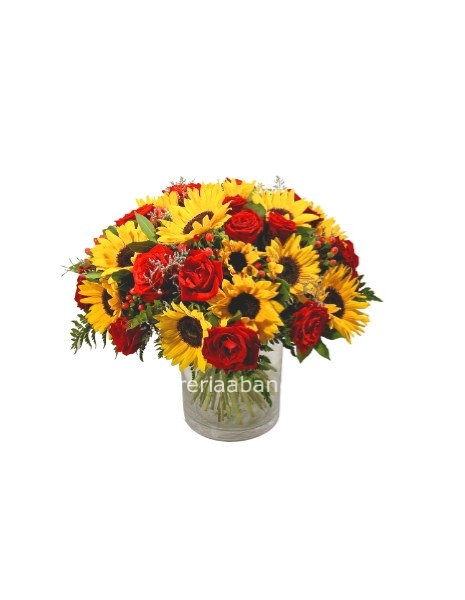 bouquet di girasole e fiori misti